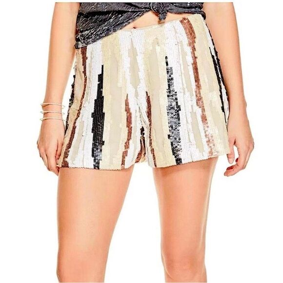 Guess Womens Size 4 Fog Multi Lola Sequin Shorts - Picture 1 of 11